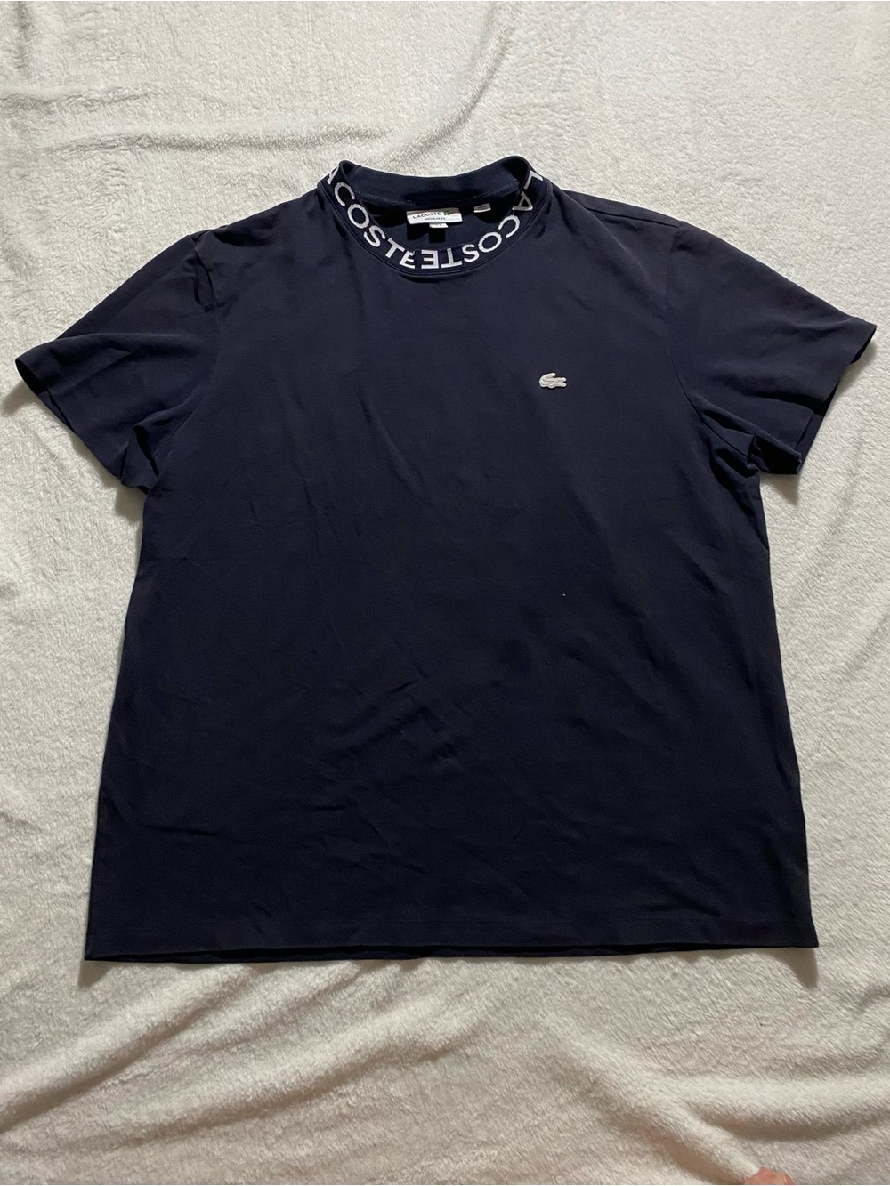Lacoste Navy Short Sleeve Logo Crew Tee